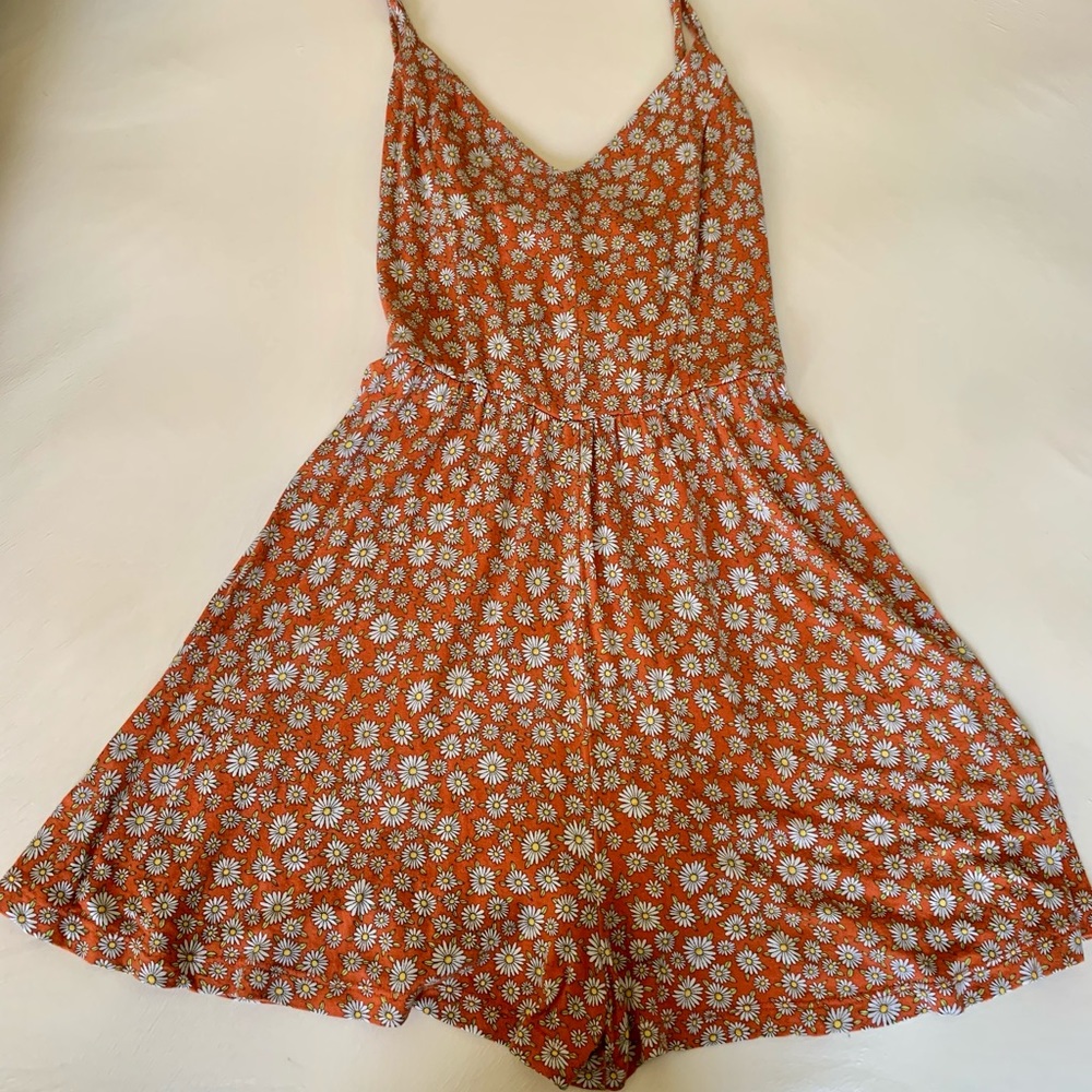 Forever 21 Orange Floral Print Romper